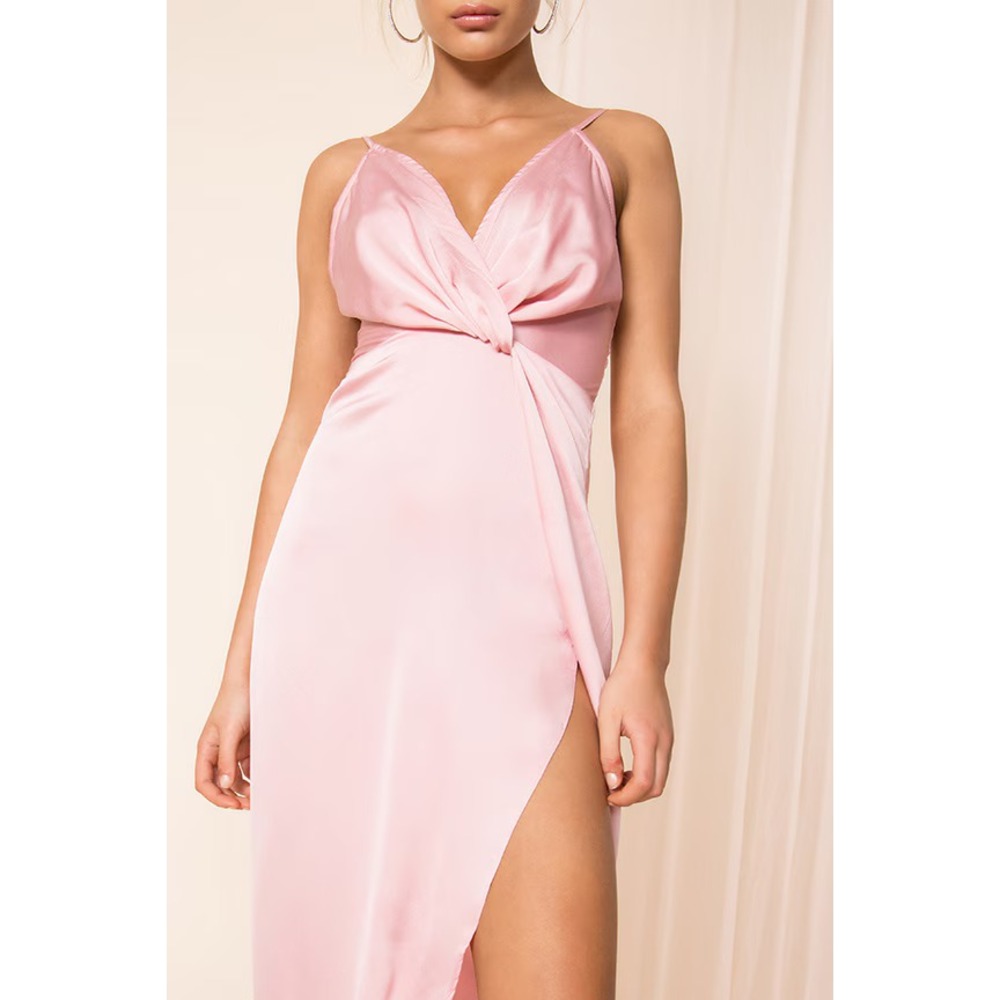 NWT Superdown Women's Small Blake High Slit Slip Dress Pink Dance‎